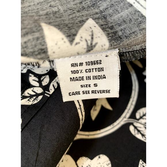 Tulip Sadie Blouse Shirt Women Size Small Black White Floral Cotton Relaxed Fit - Picture 9 of 10